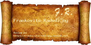 Frankovits Radvány névjegykártya